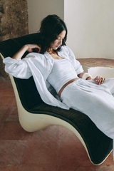 Sơ mi Zara linen trắng cổ đức