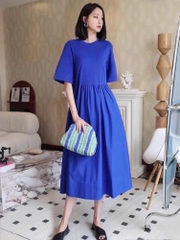 Váy thun COS babydoll cổ tròn