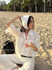 Set linen TTOO VOUISE Hàn Quốc 3 màu kèm khăn lụa