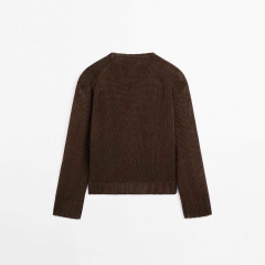 Áo Cardigan  Massimo Dutti Dệt Kim Mũi Thưa Cổ V
