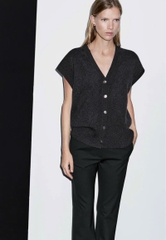 Áo GILE MASSIMO DUTTI khuy bạc màu lồng chuột