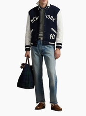 Jacket POLO collab MLB New York navy phối cổ len