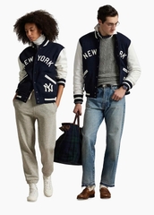 Jacket POLO collab MLB New York navy phối cổ len