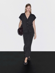 Áo GILE MASSIMO DUTTI khuy bạc màu lồng chuột