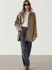 ÁO DẠ MASSIMO DUTTI CỔ BẺ TÚI HAI BÊN