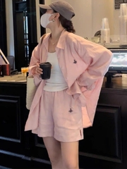 Set khaki linen Áo sơ mi + Short Viviene