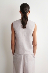 ÁO CHANI VẢI LINEN+QUẦN ỐNG RỘNG BẰNG VẢI LINEN CÓ EO CO GIÃN