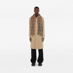 Khăn choàng cashmere kẻ caro có tua rua
