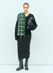 Khăn choàng cashmere kẻ caro có tua rua