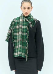 Khăn choàng cashmere kẻ caro có tua rua