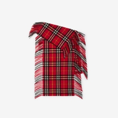 Khăn choàng cashmere kẻ caro có tua rua