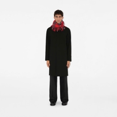 Khăn choàng cashmere kẻ caro có tua rua