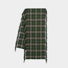 Khăn choàng cashmere kẻ caro có tua rua