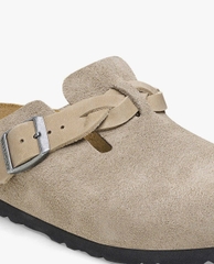 Brunello Cucinelli Gray suede mules with monil chain