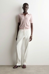 ÁO SƠ MI NGẮN TAY BẰNG VẢI LINEN-MERINO DỆT