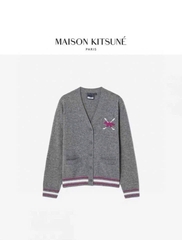 Cardigan cổ V Maison Kitsun logo cáo to