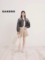 Áo Sandro trắng đệm vai sát nách dáng crop