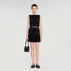 Set Sandro  áo croptop 2 hàng khuy + Chân váy mini