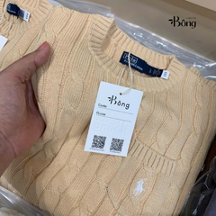 Áo len Polo cổ tròn vặn thừng ngắn tay 5 màu - Xám - M
