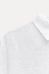 Sơ mi Zara linen trắng cổ đức