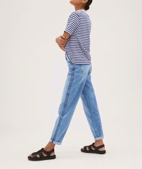 Quần jean dáng baggy Rauph Lauren xanh viền sọc đen