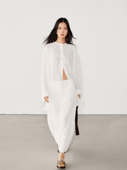 Sơ mi Massimo Dutti dáng dài cổ trụ khuy khảm trai