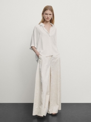 Sơ mi linen Massimo Dutti cổ trụ dài tay 3 màu
