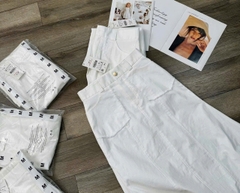 Chân váy denim Zara trắng dáng A