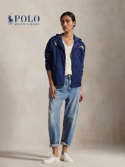 Jacket khaki Polo RL có mũ thêu logo đỏ