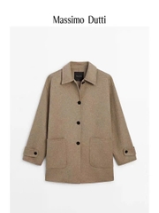 ÁO DẠ MASSIMO DUTTI CỔ BẺ TÚI HAI BÊN