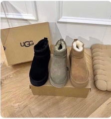 Giày UGG màu nâu cổ lông trắng