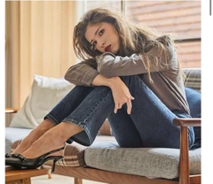 Quần denim Costance co giãn ống vảy