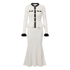 VÁY MIDI POINTELLE KNIT TƯƠNG PHẢN TRẮNG