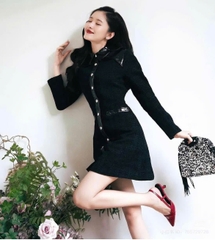 Váy len Maje đen cổ đức