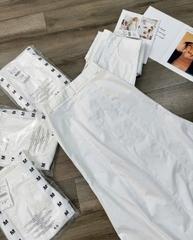 Chân váy denim Zara trắng dáng A