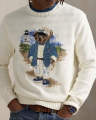 Áo len cotton dệt họa tiết Polo Bear