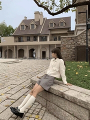 Áo dạ tweed Sandro trắng