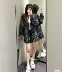 Cardigan COS len thừng màu muối tiêu dáng loose