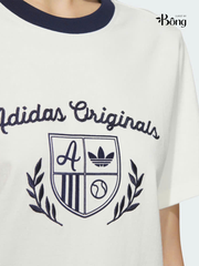 Tshirt ADIDAS trắng thêu ren chỉ đen