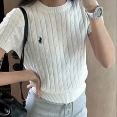 Áo len Polo  RL cổ tròn ngắn tay vặn thừng nhỏ