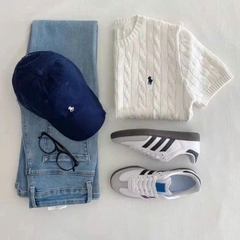 Áo len Polo  RL cổ tròn ngắn tay vặn thừng nhỏ
