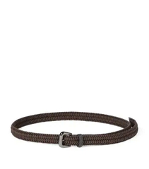Belt Brunello Cucinelli chất co đan cói giãn phối da 2 màu Sz104x2.5cm