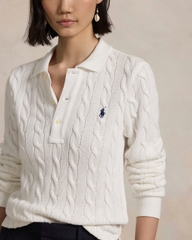 Áo thun polo dài tay bằng vải cotton dệt kim