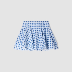 CHÂN VÁY NGẮN HỌA TIẾT KẺ CARO BẰNG VẢI LINEN