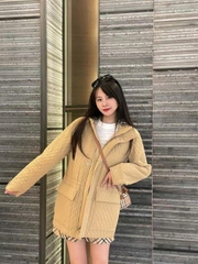 Áo khoác BBR trần bông mũ kẻ 2 túi trước