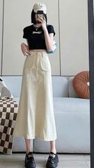 Chân váy denim Zara trắng dáng A