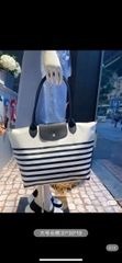 Túi Longchamp La Pliage kẻ xanh trắng