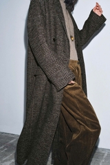 Trenchcoat Zara dáng dài cổ bẻ kẻ caro nâu