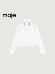 Sơ mi trắng MAJE cổ đức đính đá