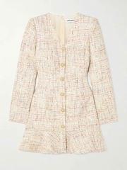 Váy Self-Portrait tweed nhũ cổ V đuôi cá